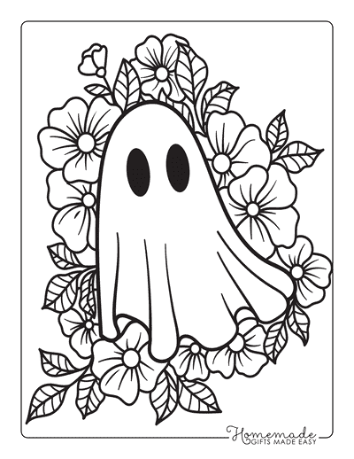 Ghost Coloring Pages Easy Pretty Floral Ghost Outline