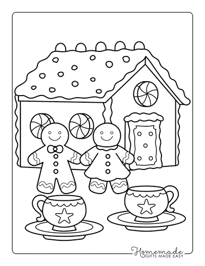 Gingerbread Coloring Pages Cute Gingerbread Man and Girl Gingerbread House