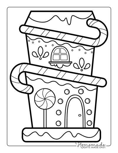 Gingerbread Coloring Pages Gingerbread House Coloring Page Two Story