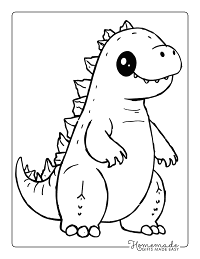 Godzilla Coloring Pages Easy Cute Baby Godzilla Outline for Kids