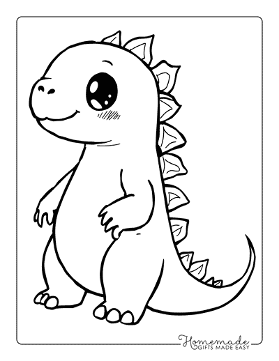 Godzilla Coloring Pages Easy Cute Baby Godzilla Smiling