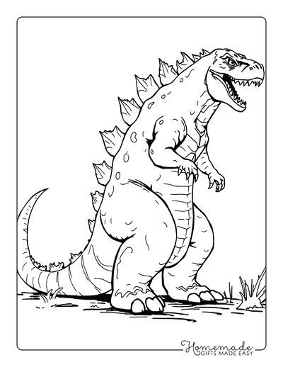 Godzilla Coloring Pages Realistic Classic Godzilla Drawing