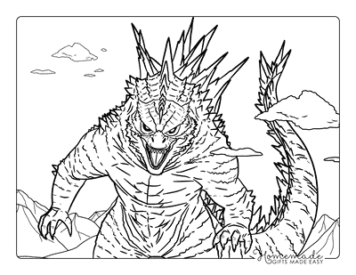 Godzilla Coloring Pages Realistic Godzilla Outline Godzilla X Kong Coloring Pages