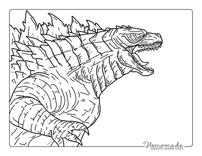 Godzilla Coloring Pages Realistic Godzilla Outline Roaring