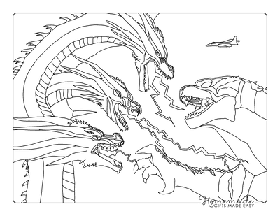 Godzilla Coloring Pages Realistic Godzilla Vs King Ghidorah