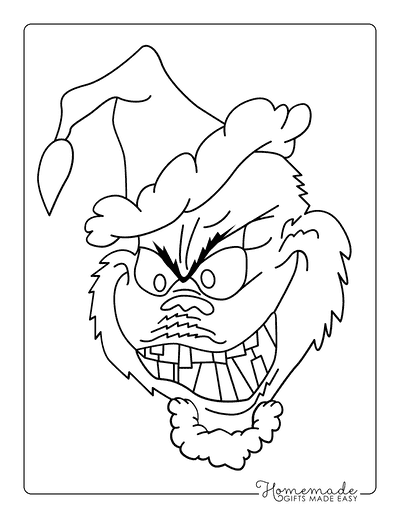 Grinch Coloring Pages Grinch Face Creepy Smile Grinch Drawing
