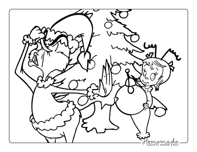 Grinch Coloring Pages Grinch Santa Costume Holding Nose Cindy Lou Who