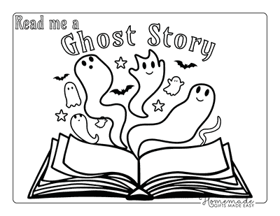 Halloween Coloring Pages Cute Ghost Story Book for Kids