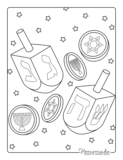 Hanukkah Coloring Pages Dreidel Coloring Page With Coins