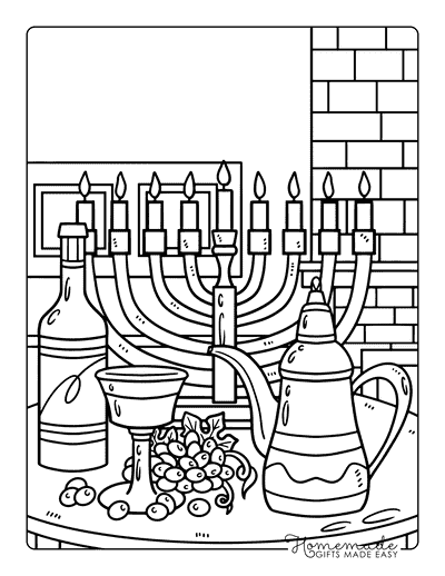 Hanukkah Coloring Pages Hanukkah Chalice Oil Decanter Happy Hanukkah