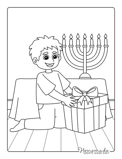 Hanukkah Coloring Pages Hanukkah Gift and Menorah Coloring Page