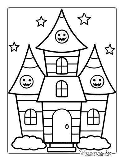 Haunted House Coloring Pages Cute Simple Haunted House for Preschoolers