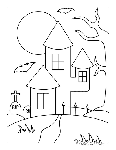 Haunted House Coloring Pages Easy Cute Haunted Castle Outline for Preschoolers