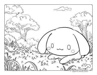 Hello Kitty Coloring Pages Cinnamoroll Laying in Meadow