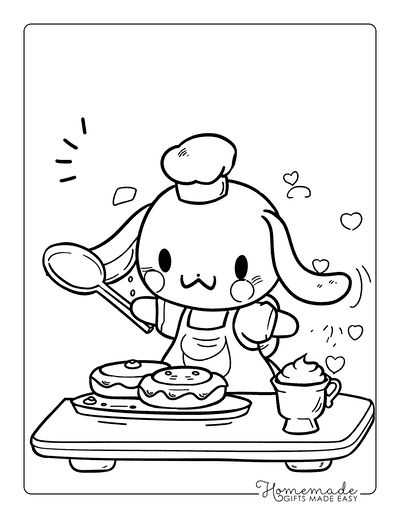 Hello Kitty Coloring Pages Cinnomoroll Baking