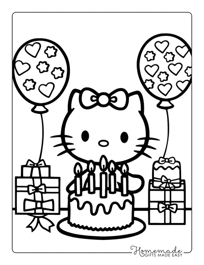 Hello Kitty Coloring Pages Hello Kitty Birthday Cake