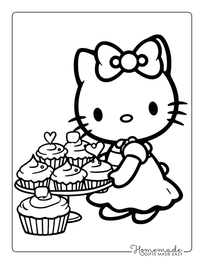 Hello Kitty Coloring Pages Hello Kitty Cupcakes