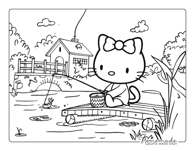 Hello Kitty Coloring Pages Hello Kitty Fishing From Pond