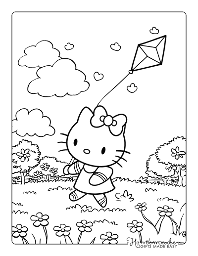 Hello Kitty Coloring Pages Hello Kitty Flying Kite