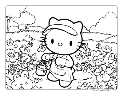 Hello Kitty Coloring Pages Hello Kitty Gardening