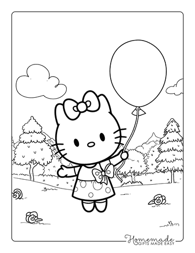 Hello Kitty Coloring Pages Hello Kitty Holding Balloon