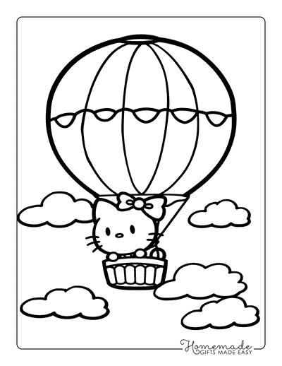 Hello Kitty Coloring Pages Hello Kitty Hot Air Balloon