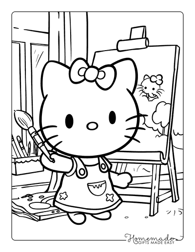 Hello Kitty Coloring Pages Hello Kitty Painting