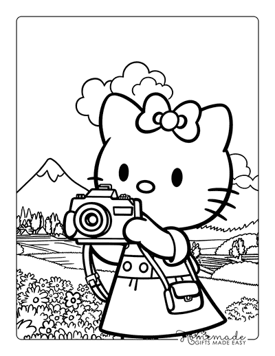 Hello Kitty Coloring Pages Hello Kitty Photographing