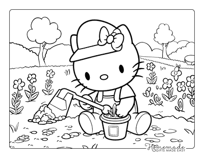 Hello Kitty Coloring Pages Hello Kitty Planting Seeds