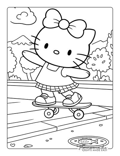 Hello Kitty Coloring Pages Hello Kitty Skateboarding