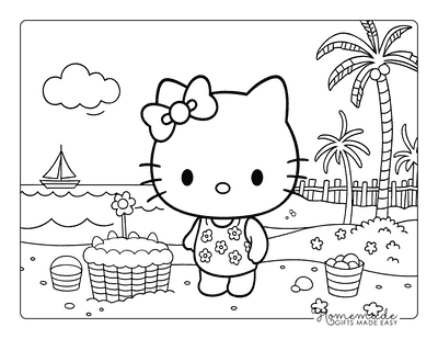 Hello Kitty Coloring Pages Hello Kitty Summertime Beach
