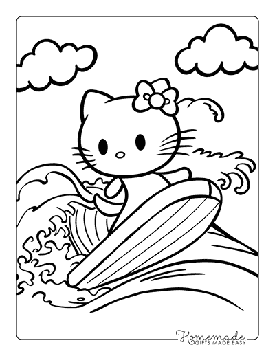 Hello Kitty Coloring Pages Hello Kitty Surfing