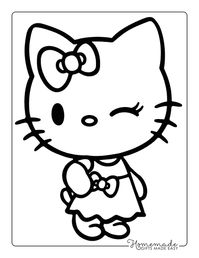 Hello Kitty Coloring Pages Hello Kitty Winking Hand on Hip
