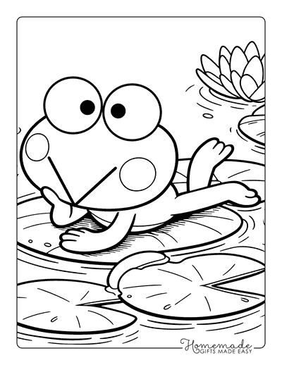 Hello Kitty Coloring Pages Keroppi on Lilly Pads