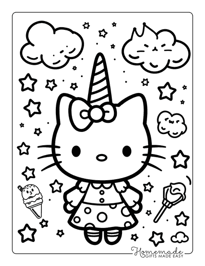 Hello Kitty Coloring Pages Unicorn Hello Kitty