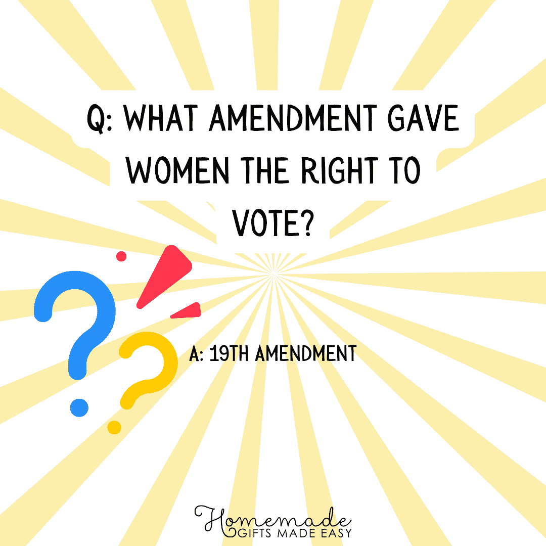 history trivia questions what amendment gave women the right to vote?