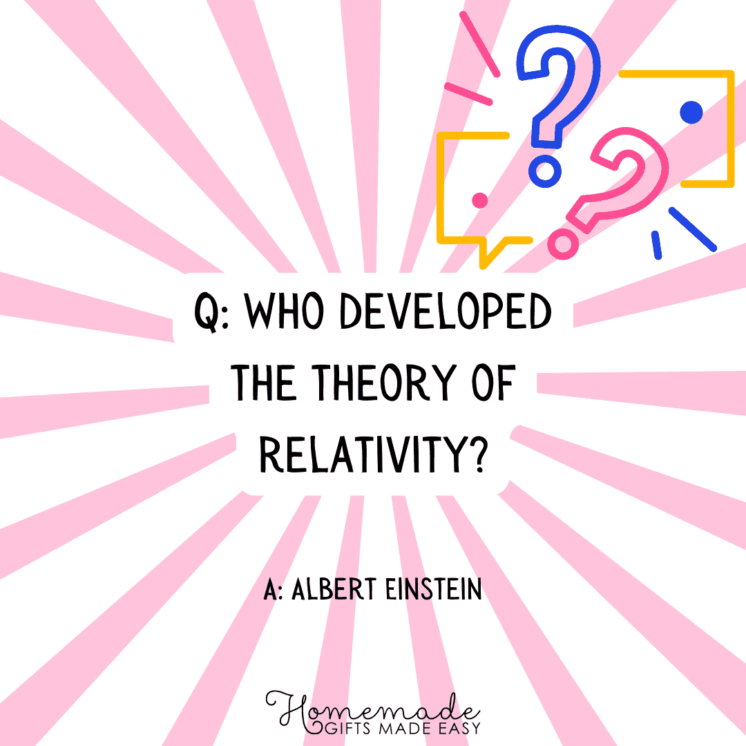 history trivia questions who developed the theory of relativity?