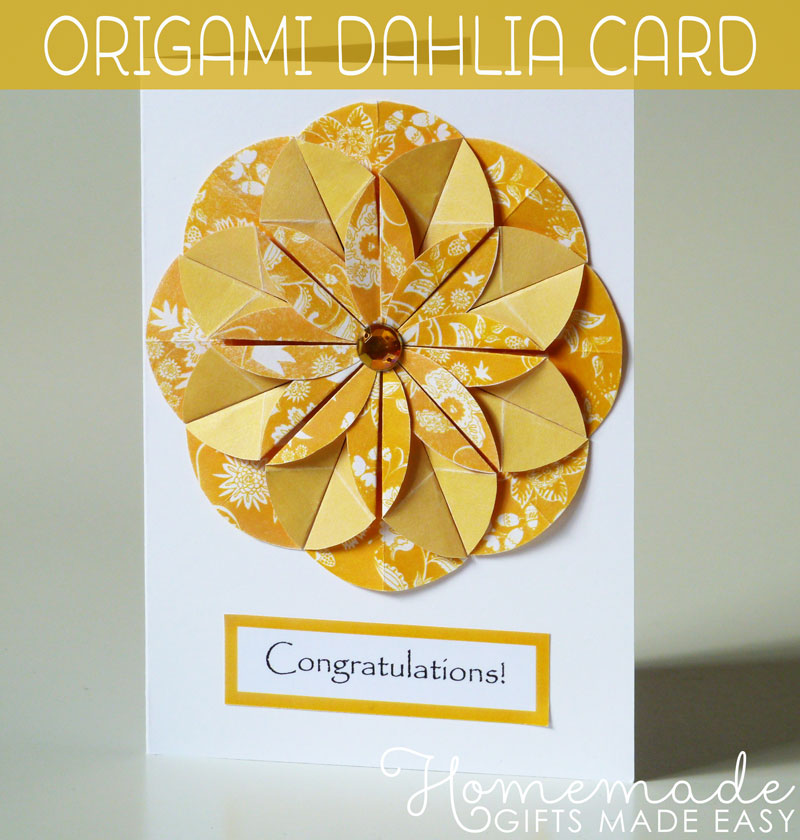 Homemade card ideas - origami dahlia flower