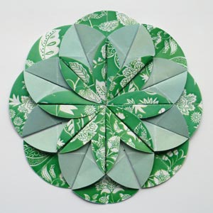 green origami dahlia flower