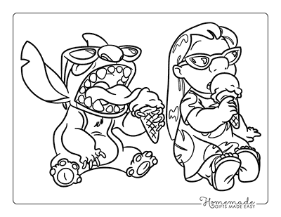 Lilo Stitch Coloring Pages Easy Cute Lilo and Stitch Eating Ice Cream