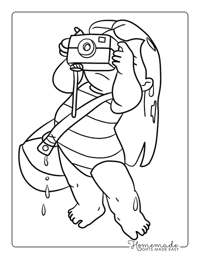Lilo Stitch Coloring Pages Easy Cute Lilo Taking Picture Drawing to Color