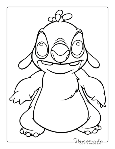 Lilo Stitch Coloring Pages Easy Cute Reuben Drawing Outline to Color