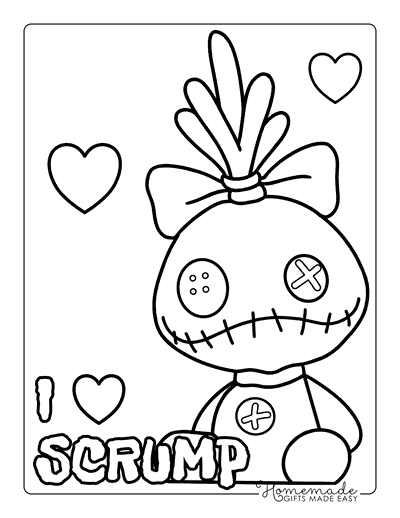 Lilo Stitch Coloring Pages Easy Cute Scrump Drawing