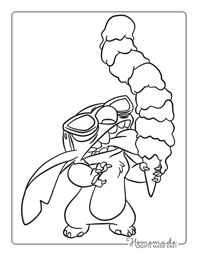 Lilo Stitch Coloring Pages Easy Cute Stitch Drawing Huge Ice Cream Cone