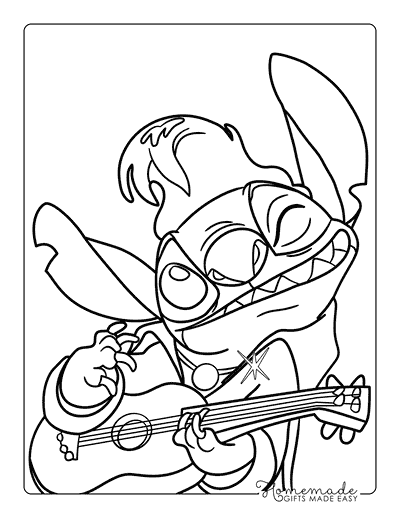 Lilo Stitch Coloring Pages Easy Cute Stitch Dressed as Elvis