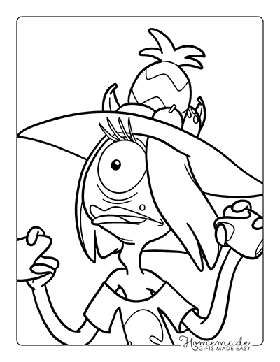 Lilo Stitch Coloring Pages Easy Pleakley Dressed up to Color