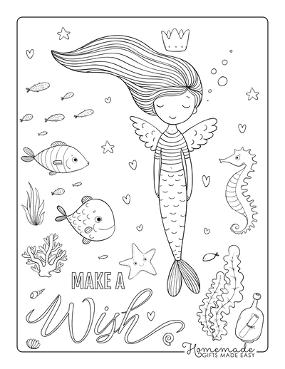 Mermaid Coloring Pages Mermaid Fairy Sea Animals
