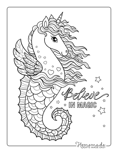Mermaid Coloring Pages Seahorse Stars