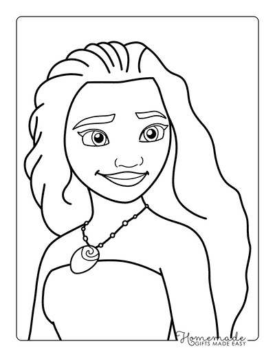 Moana Coloring Pages Moana Smiling Headshot Coloring Page
