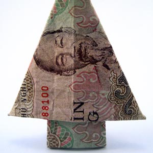 money origami christmas tree